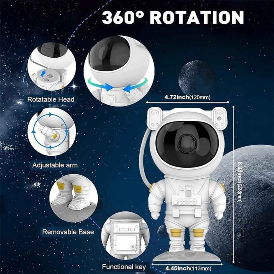 Desidiya Astronaut Galaxy Projector Starry Nebula Night Light With Remote & Flag