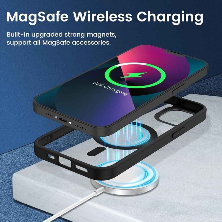 Kwine Case Apple iPhone 14 Pro Back Cover - Magsafe Case - Black