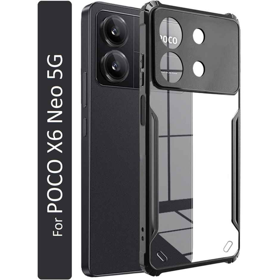 Kwine Case Poco X6 Neo 5G Back Cover - Black Bordered Transparent Case