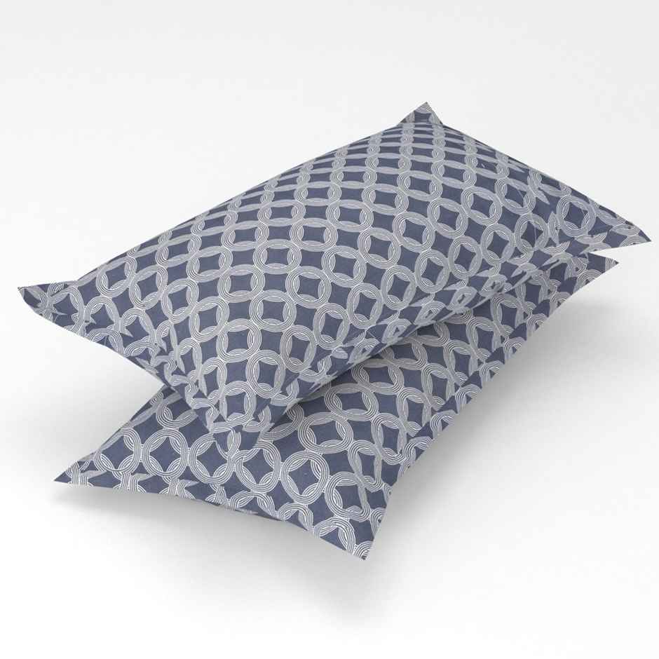 Florida Flyn Elastic Fitted Double PolyCotton Abstract Bedsheet, 2 Pillow Covers | Blue | 72 x 78in