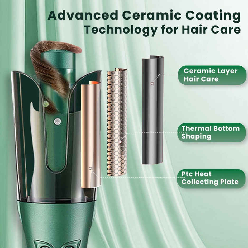 VGR V-583 Professional Automatic Hair Curler | 220�c Max Heat | 360� Swivel Cord | Green