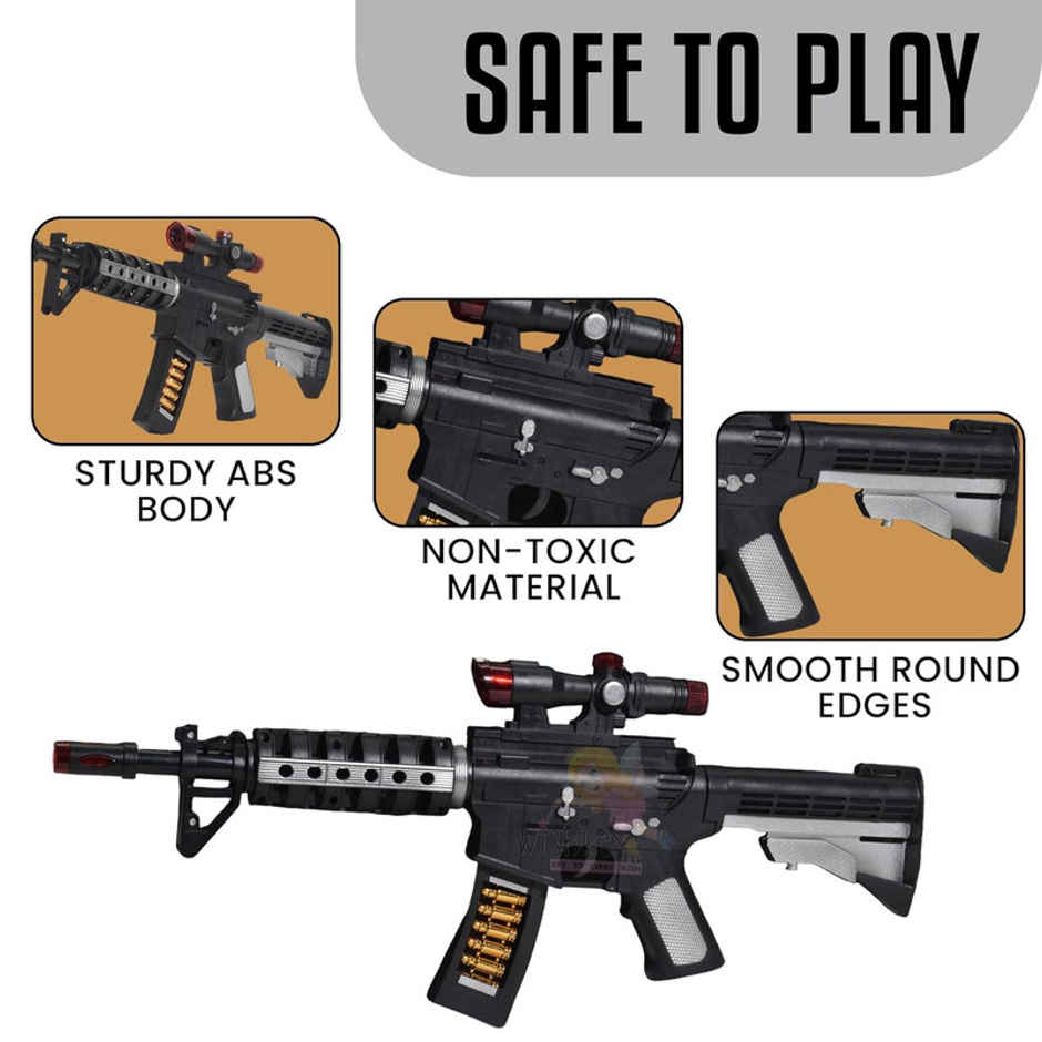 Fablue Plastic Musical Gun Toy For Kids - Gun With Flashing Led Lights Vibrating Gun Toy