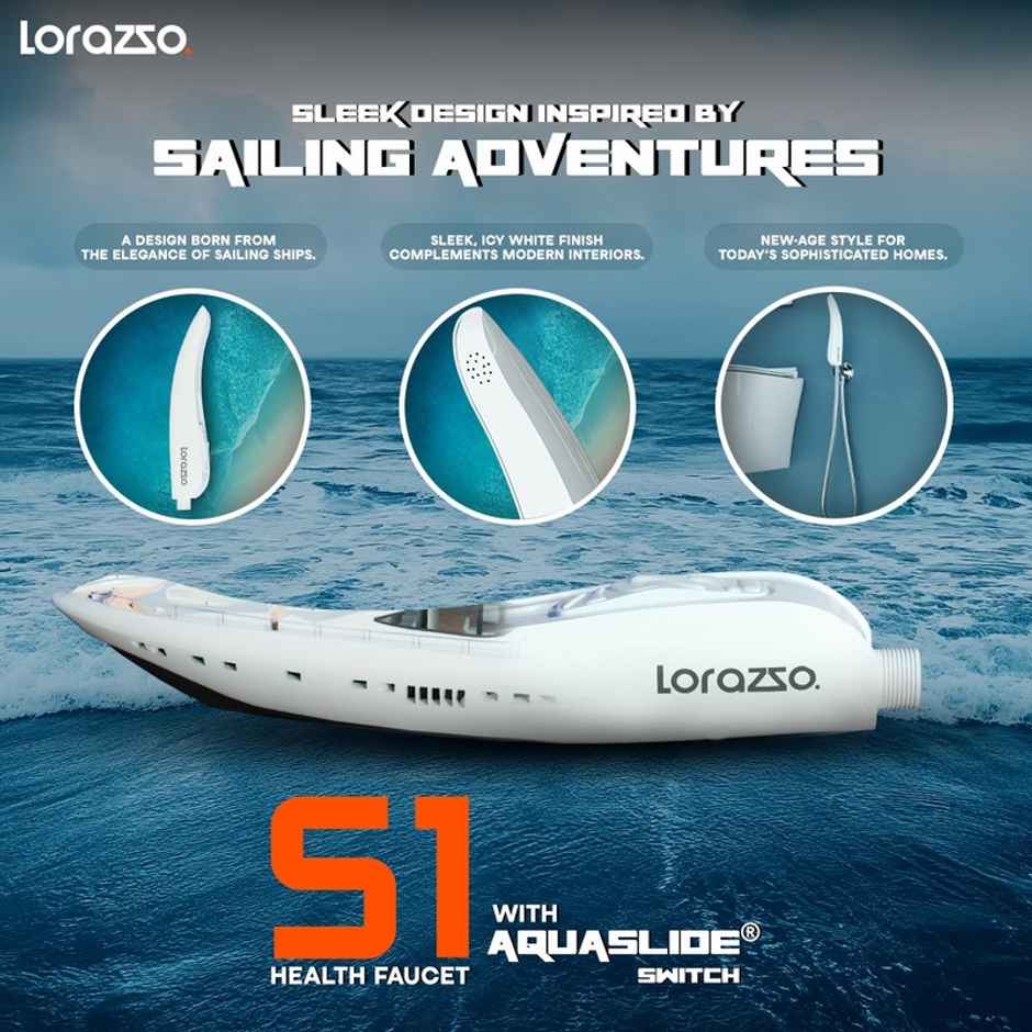 Lorazzo S1 Health Faucet (Jet Spray) Set With 1-meter Hose Pipe (Ss 304) and Wall Hook