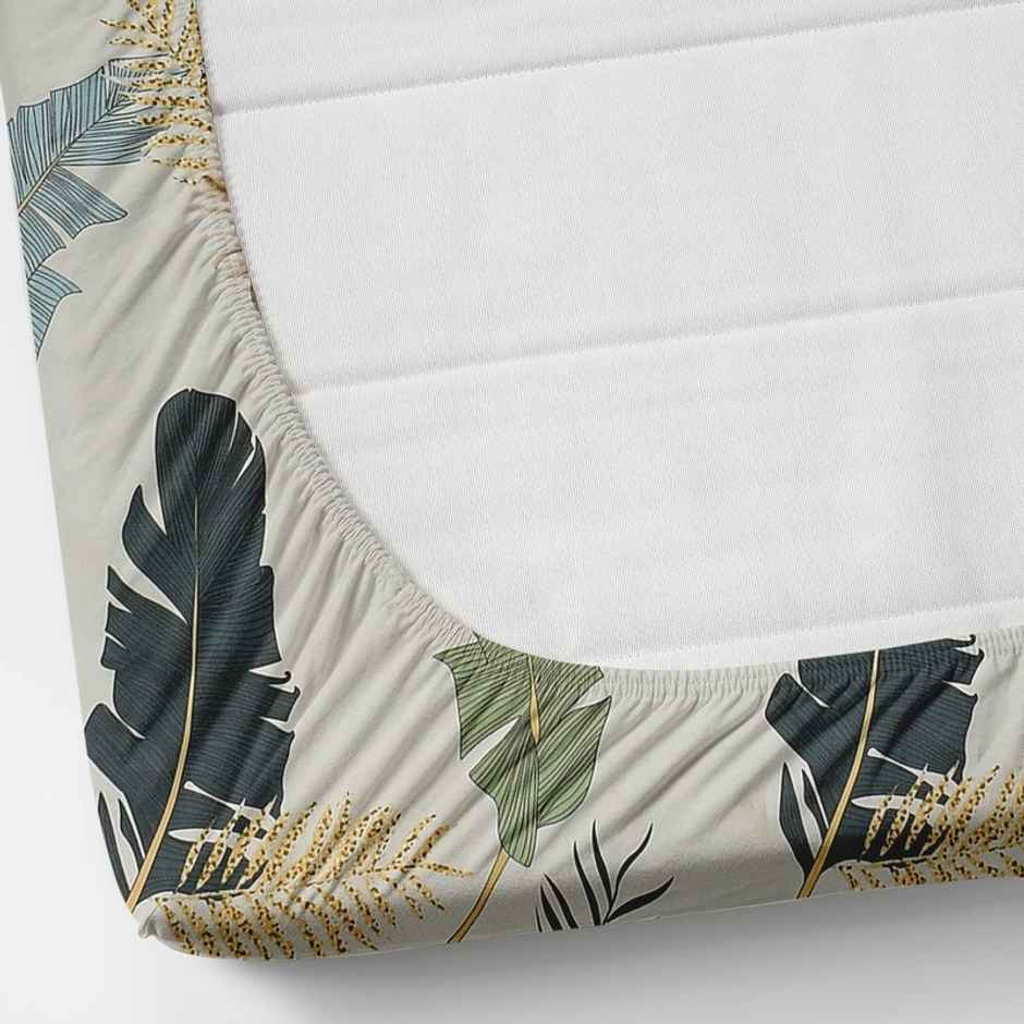 Florida Reeva Elastic Fitted Double PolyCotton Floral Bedsheet, 2 Pillow Covers,78x72in