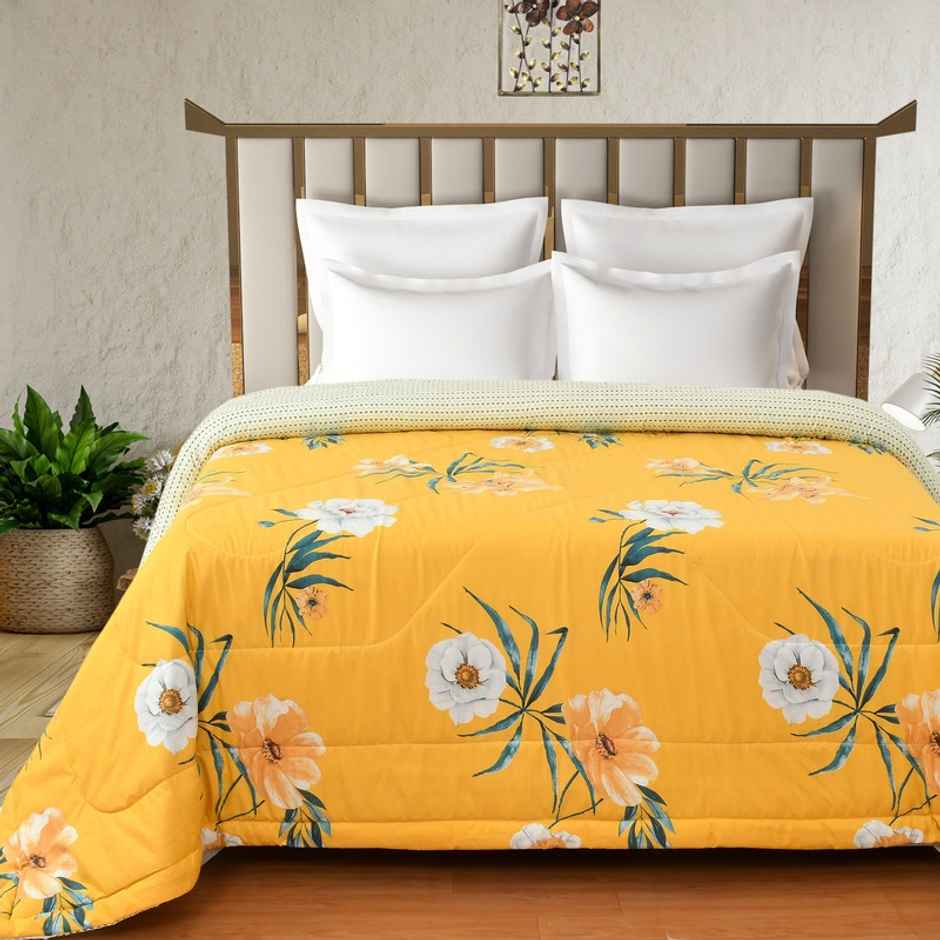 Florida Rose AC Double Bed Comforter | Mustard
