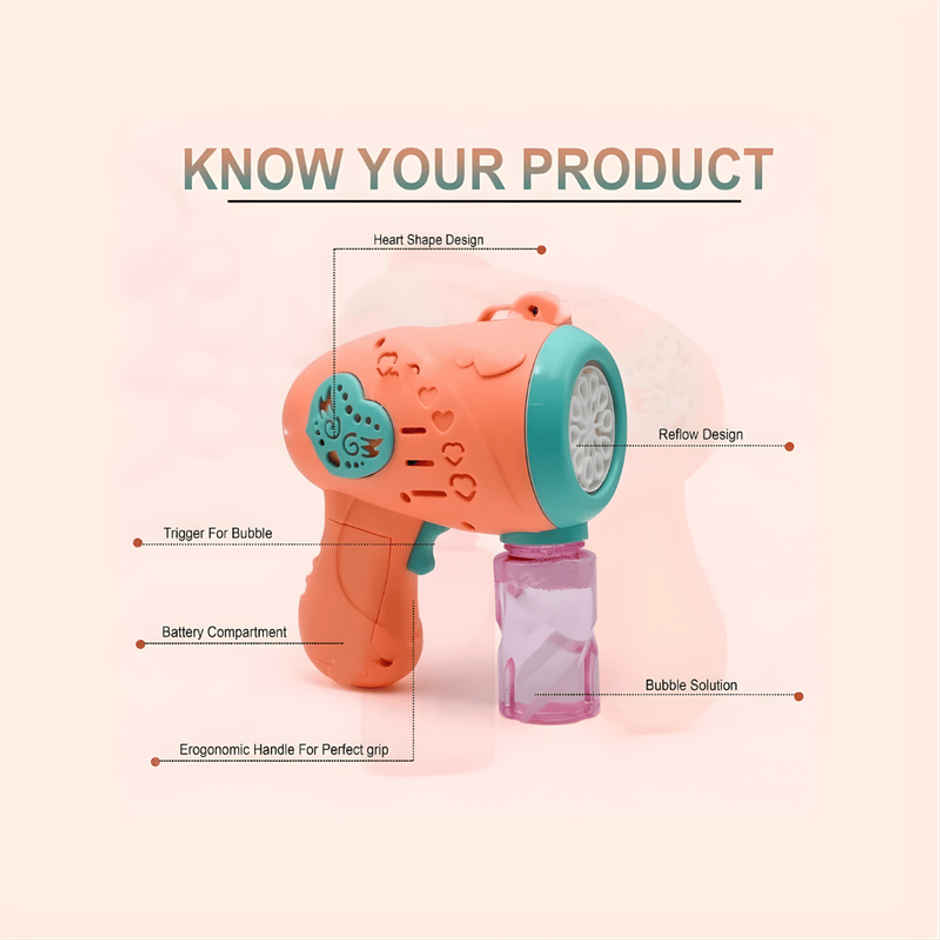 Fablue Bubble Gun Toy for Kids - Automatic Bubble Machine | Multicolour