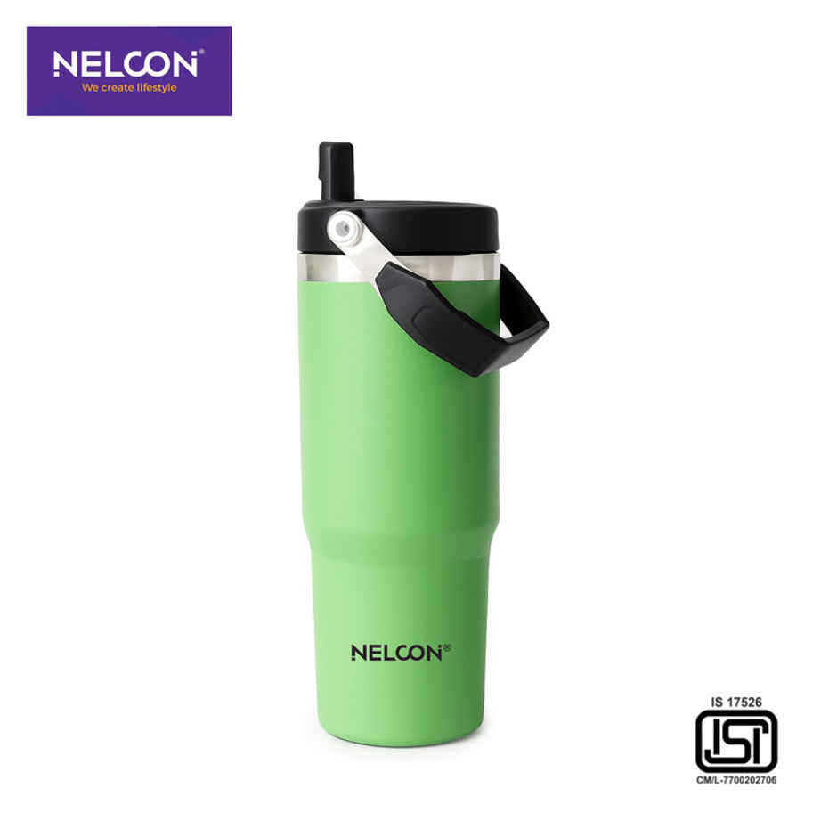 Nelcon Travel Mate Insulated Tumbler | Double Wall Stainless Steel Flask | Pastel Green | 900 ml