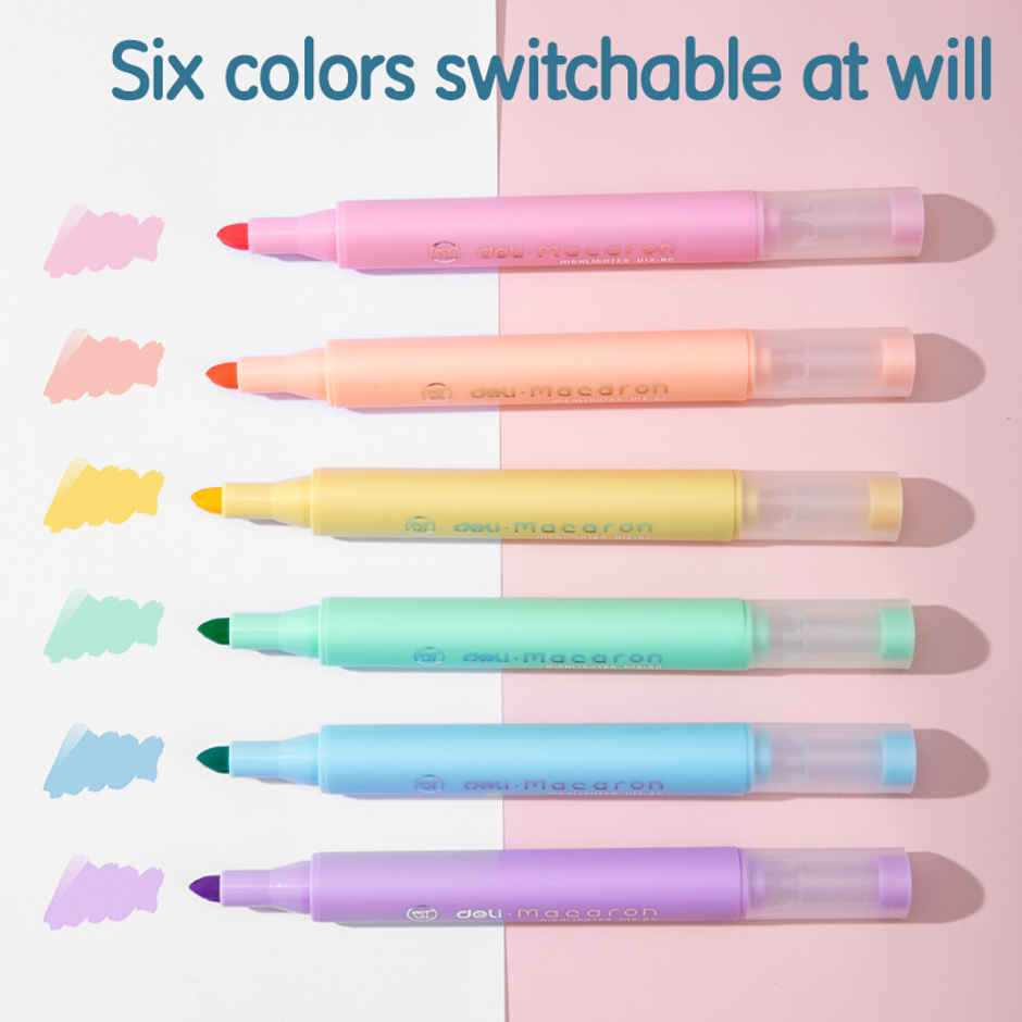 Deli EU12-6C Highlighter, Marker Pen, 6 Assorted Highlighters