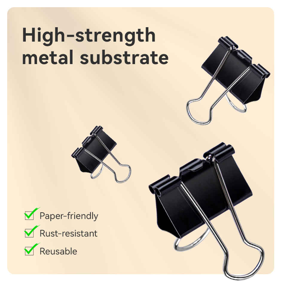 Deli EZ64 Binder Clips, 25 mm, Black Body