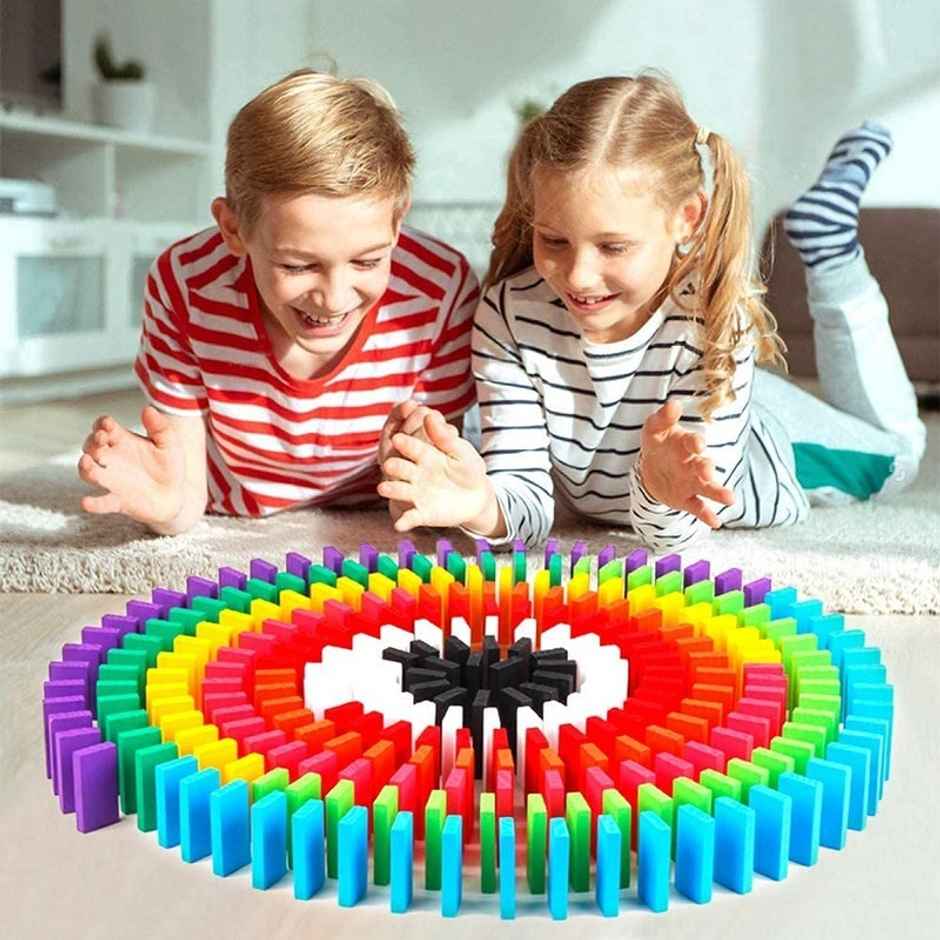 Fablue 100 Pcs Colorful Domino Block Set for Kids | Learning and Educational Toy for Kids