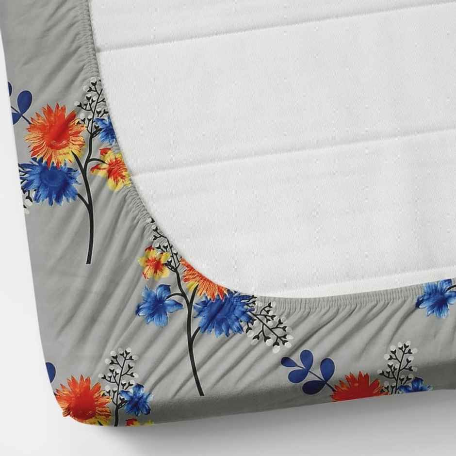 Swadeshi Style Elastic Fitted King Size Double Bed Bedsheet with 2 Pillow Vintage Inspired