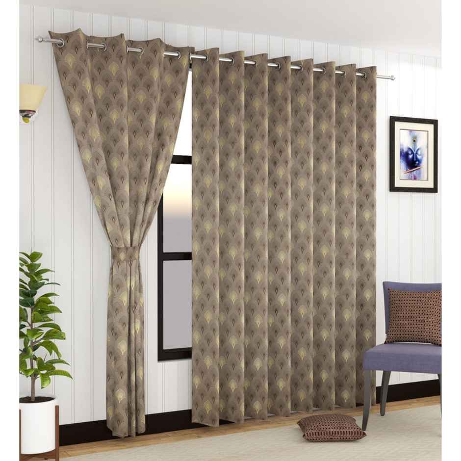 Florida Mimosa 7 Feet Blackout Curtains for Living Room Bedroom Balcony Brown