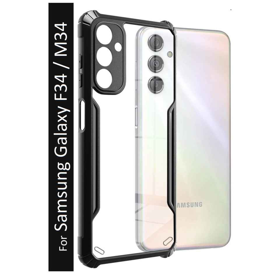Kwine Case Samsung Galaxy F34 / M34 Back Cover - Black Bordered Transparent Case