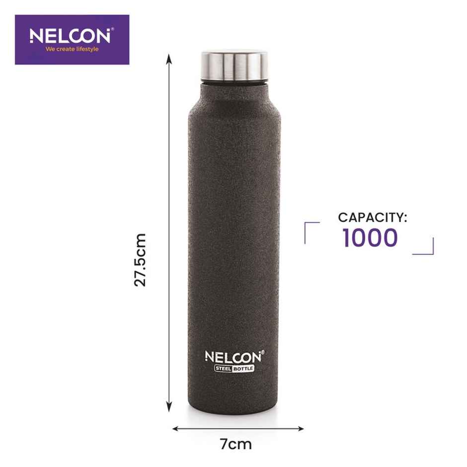 Nelcon Dew Crocz SS Bottle | Office | School-Travel-Gym-Car | 1 L | Black