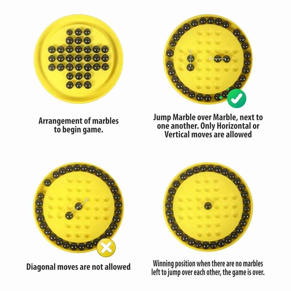 Fablue Brainvita Board Game for Kids - Marble Solitaire - Educational Toy for Kids - Multicolor