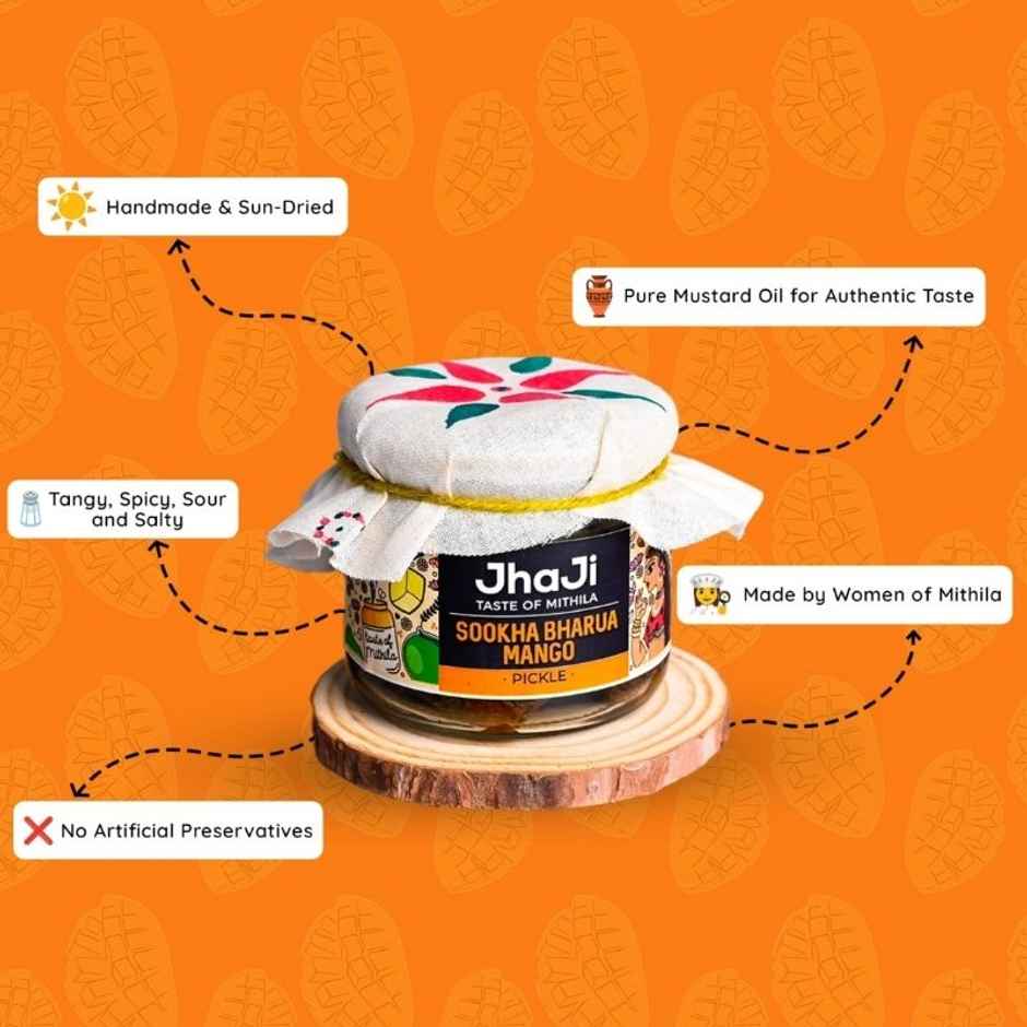 Jhaji Taste of Mithila Aam ka Sookha Bharua Achar Dry Stuffed Mango Pickle