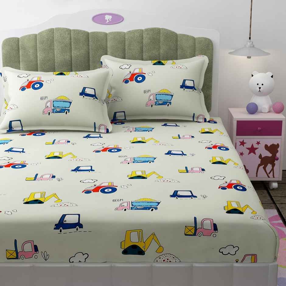 Florida Giggles Kids Bedsheet for King Size Bed with Pillow Covers and Made of Poly - Cotton