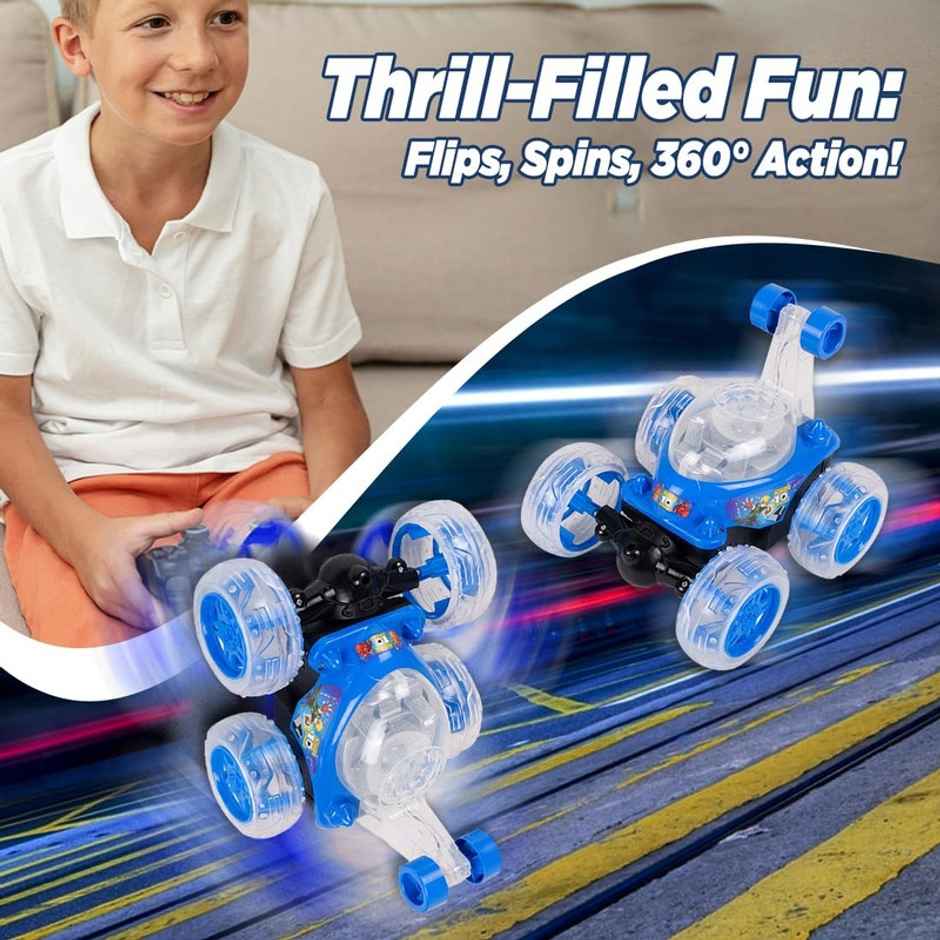 Fablue Rotating Rolling Remote Control Car For Kids - 360 Degree Rotating Car Toy