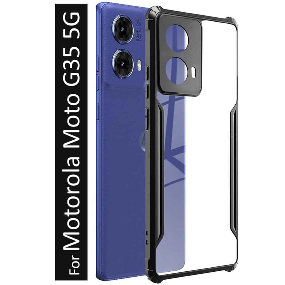 Kwine Case Motorola Moto G35 5G Back Cover - Black Bordered Transparent Case