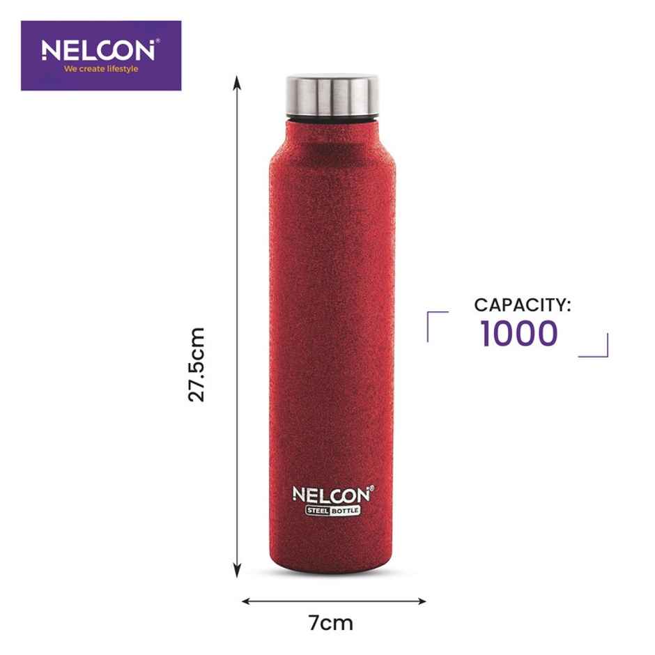 Nelcon Dew Crocz SS Bottle | Office | School-Travel-Gym-Car | 1 L | Red