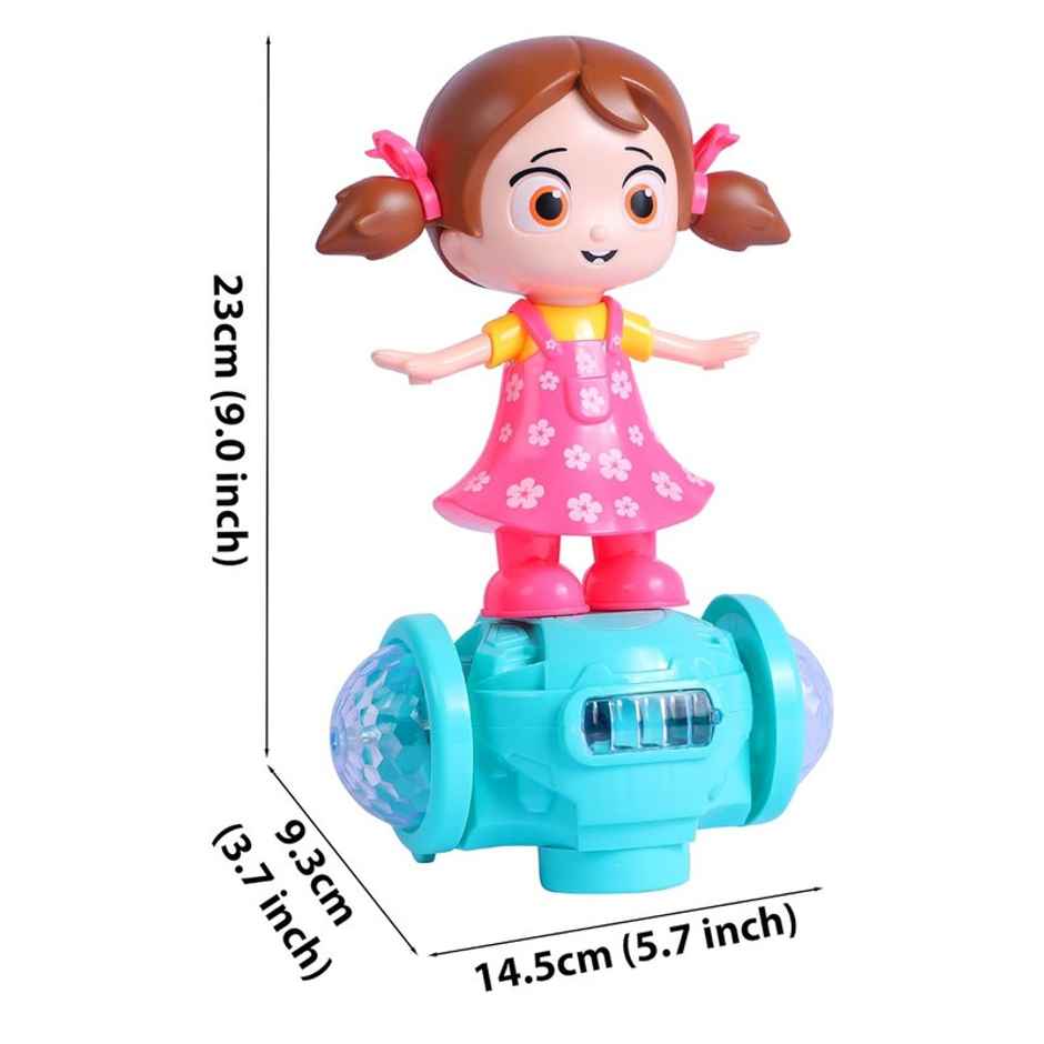 Fablue 360 Degree Rotating Musical Dancing Toy for Kids - Light and Sound Dancing Girl - Multicolor