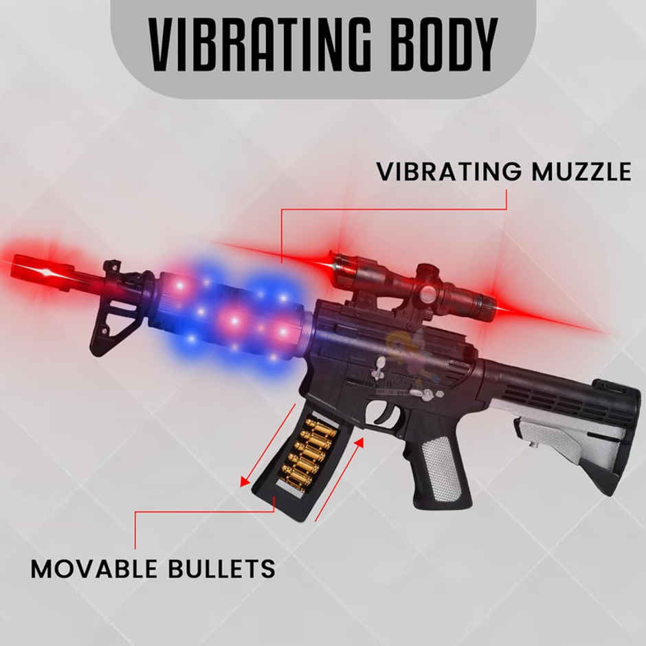 Fablue Plastic Musical Gun Toy For Kids - Gun With Flashing Led Lights Vibrating Gun Toy