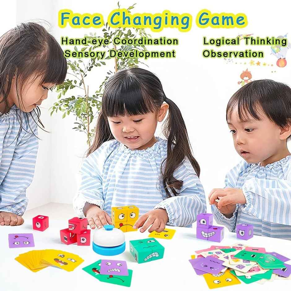 Fablue Face Changing Cube Building Blocks Puzzle Toy - Educational Board Game Toy For Kids