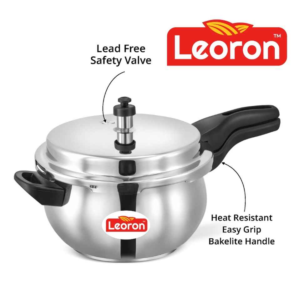 Leoron Handi 5 Litre Outer Lid Stainless Steel Induction Bottom Pressure Cooker