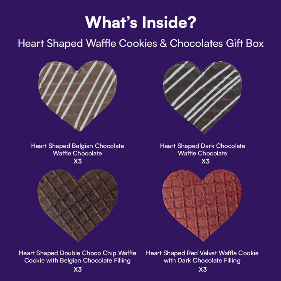 Nova Nova Heart Shaped Waffle Cookies & Chocolates Gift Box - Valentine's Day Special