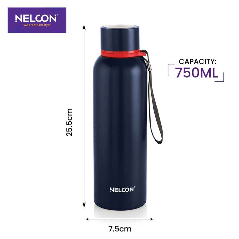 Nelcon Stainless Steel Leo Flask | ISI Certified | Bpa Free | Durable | Leak Proof | 750 ml | Blue