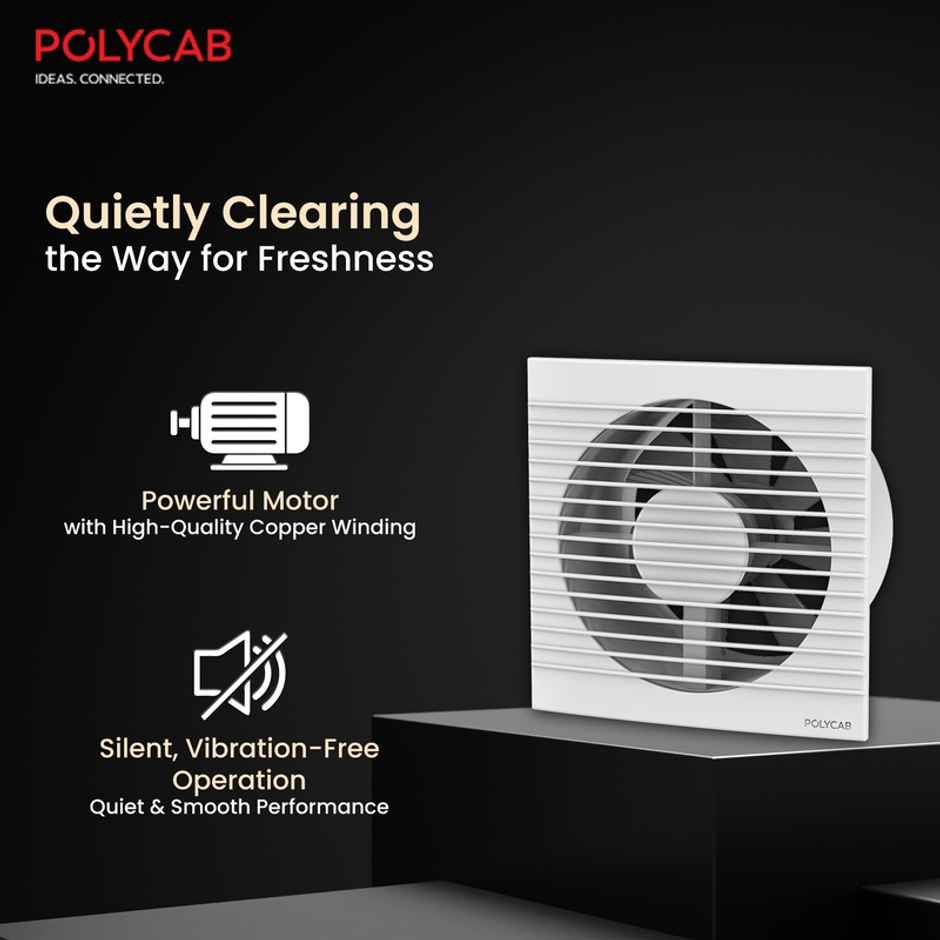 Polycab Freshner Axial Air Exhaust fan, 150mm, High Speed,Noiseless, 100% Copper Winding, White