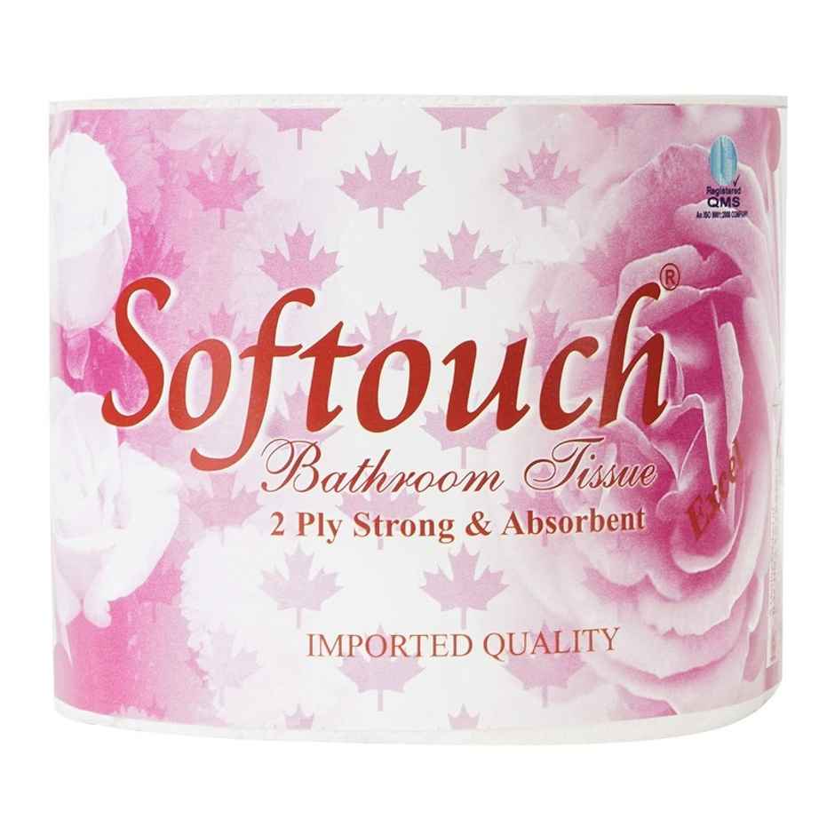 Softouch Tissues Toilet Paper Tissue Roll Economy | 100m Roll | 455 Sheet Per Roll - Pack Of 4