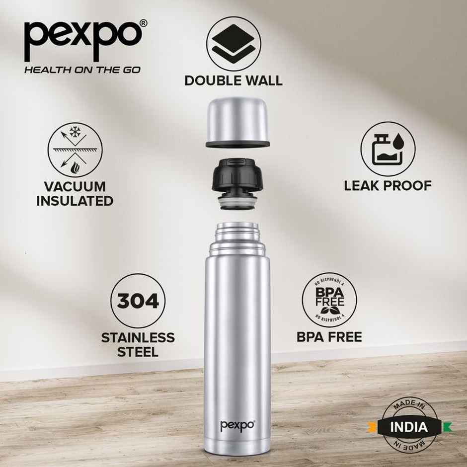 Pexpo 24 Hrs Hot And Cold Flask With Jute-Bag Vacuum Insulated Flamingo | 1 L