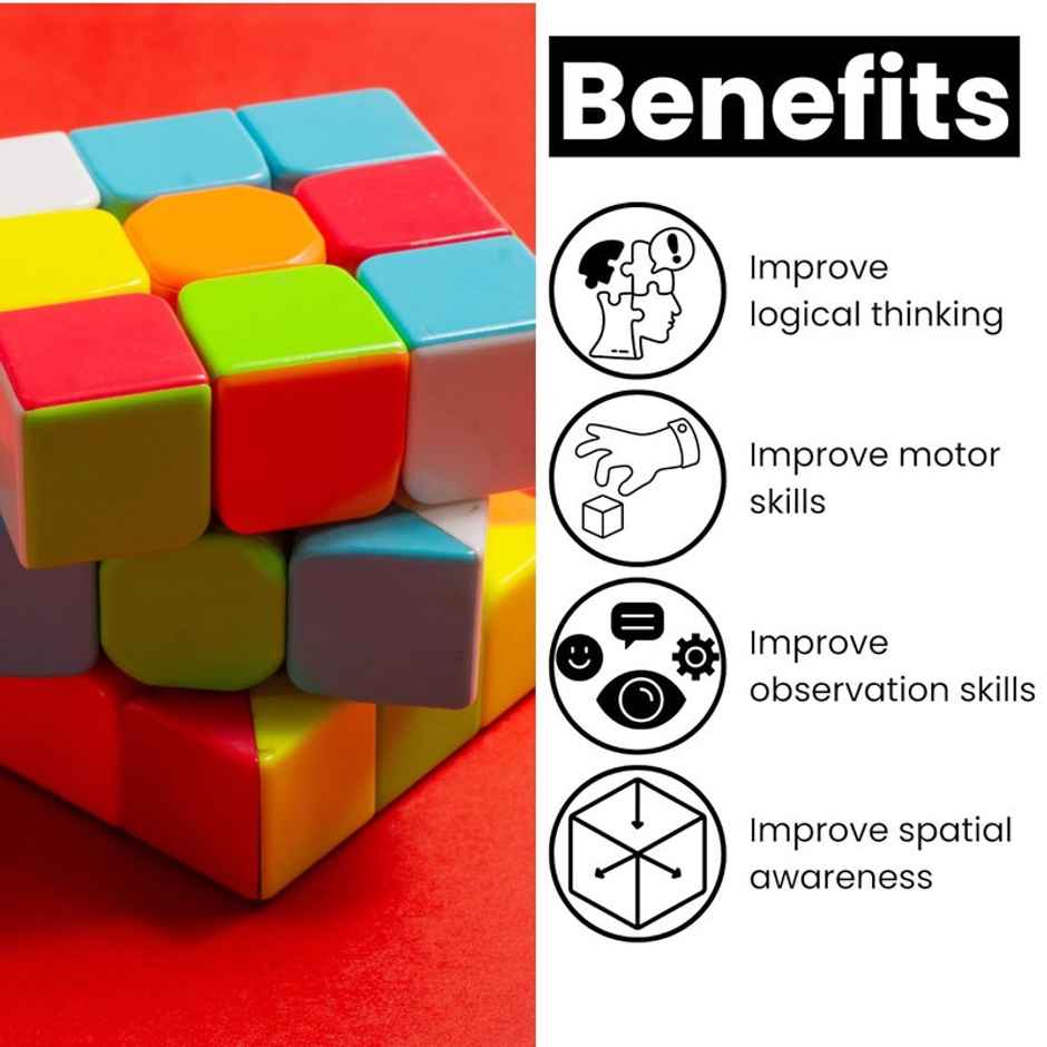 Fablue Cubes 3X3 High Speed Sticker Less Cube Puzzle Game Toy - Multicolor