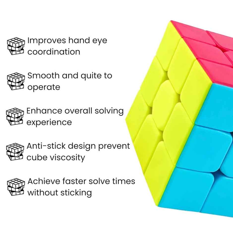 Fablue Cubes 3X3 High Speed Sticker Less Cube Puzzle Game Toy - Multicolor