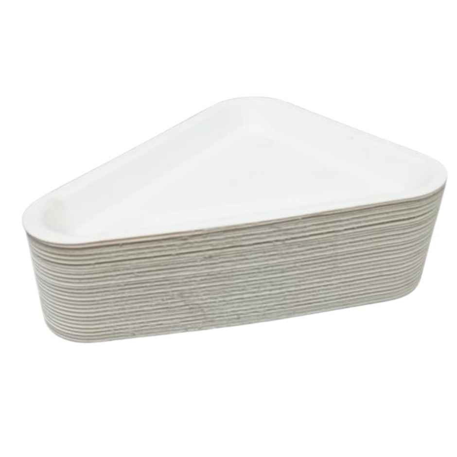 Sugarcane Fiber Pulp Snacks Plate | Triangular | Pack of 10 | Tempware