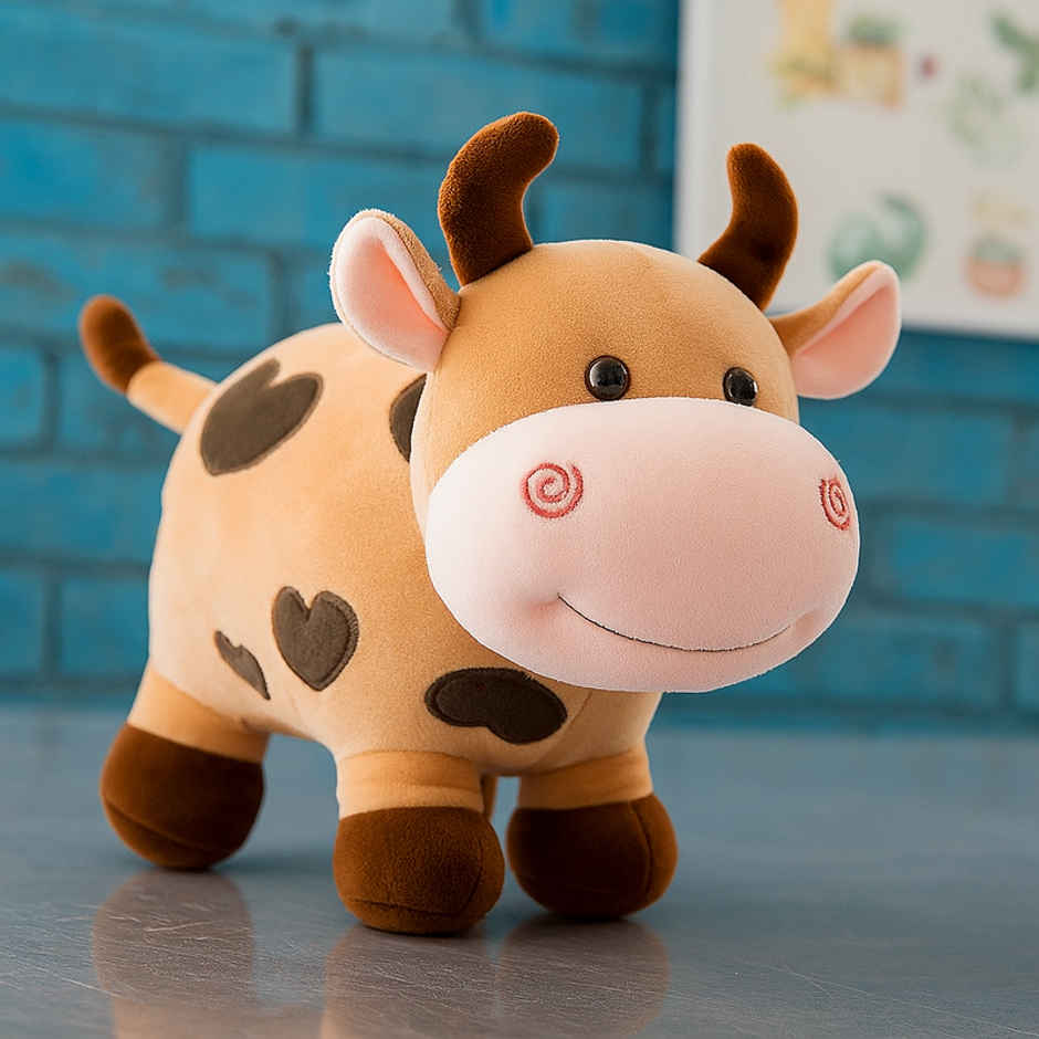 Fablue Cute Baby Cow Stuffed Toy For Kids - Soft Stuffed Animal Toy | Brown