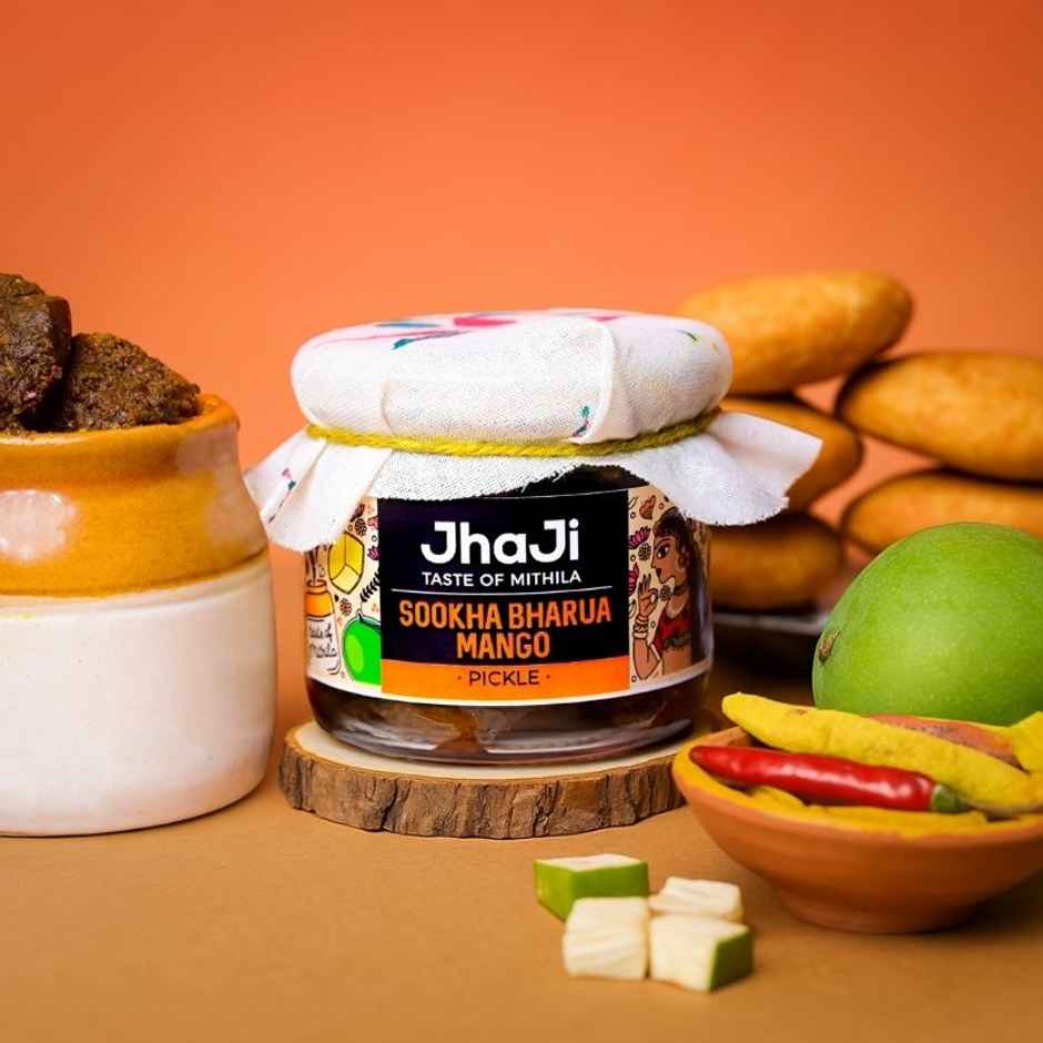 Jhaji Taste of Mithila Aam ka Sookha Bharua Achar Dry Stuffed Mango Pickle