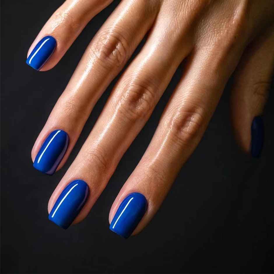 Gush Beauty | Reusable Luxury Press On Nails With Application Kit | Royal Blue - Medium Almond