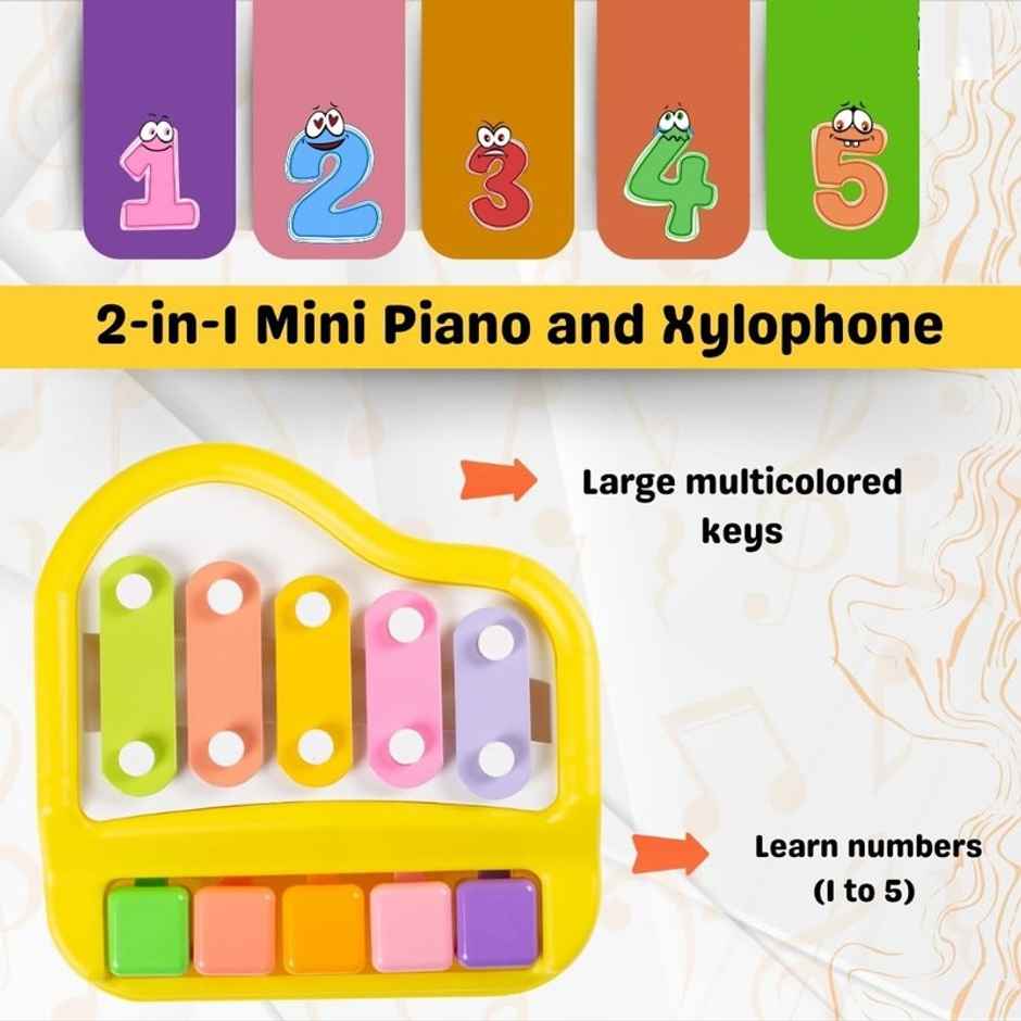 Fablue Non Battery 2 In 1 Piano And Xylophone Toy For Kids | Musical Toy For Toddlers - Multicolor
