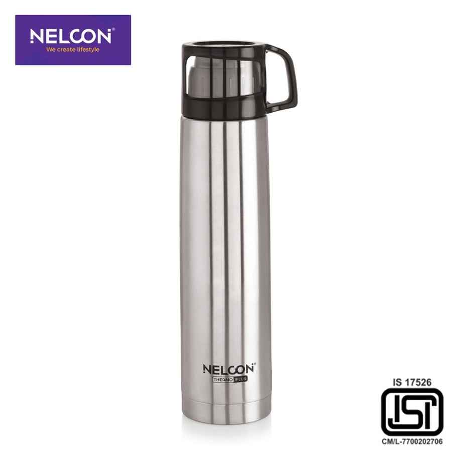 Nelcon Classy Flask 500 ml | Vacuum Flask Water Bottle | ISI Certified | Sliver