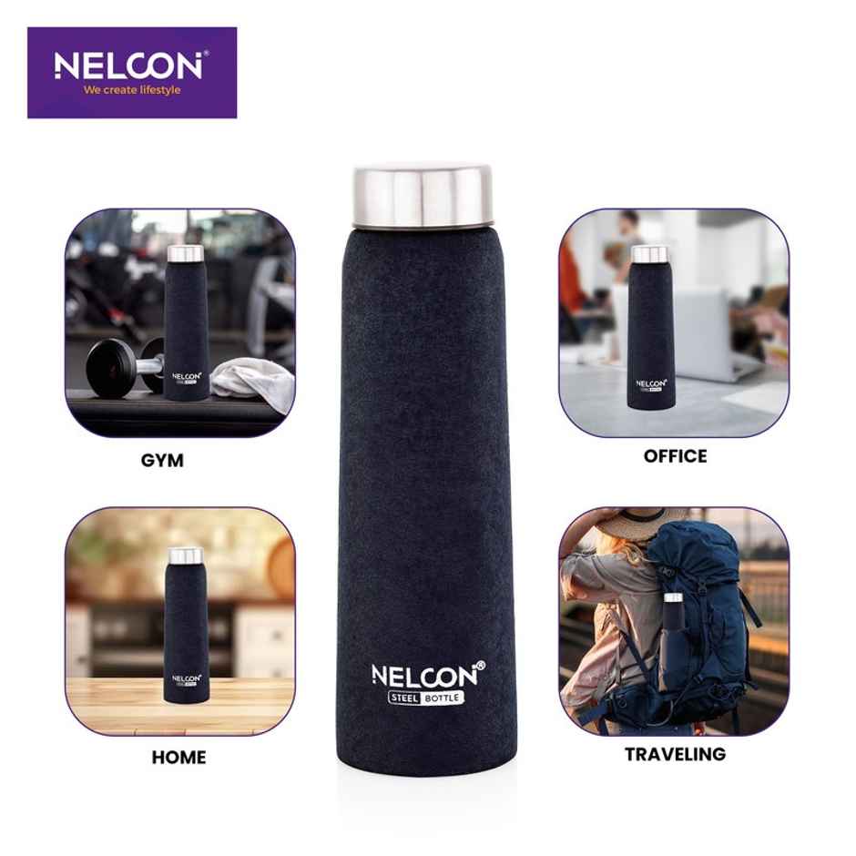 Nelcon Absolute Crocz Stainless Steel Bottle | Bpa Free | 1000 ml | Pack Of 1 | Dark Blue