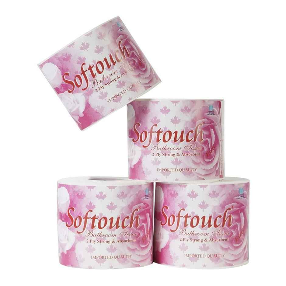 Softouch Tissues Toilet Paper Tissue Roll Economy | 100m Roll | 455 Sheet Per Roll - Pack Of 4