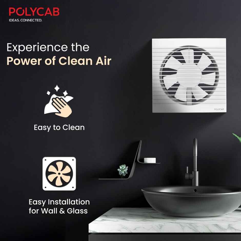 Polycab Freshner Axial Air Exhaust fan, 150mm, High Speed,Noiseless, 100% Copper Winding, White