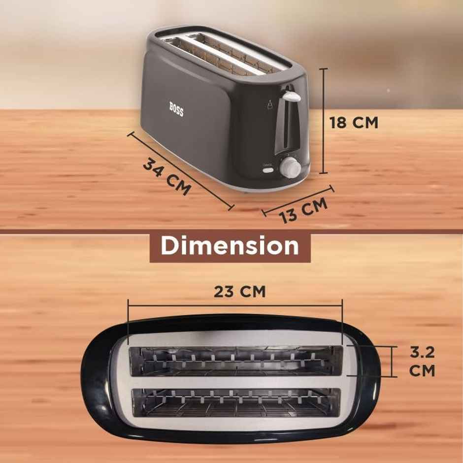 Boss Eden 1100-Watt 4 Slice Automatic Pop-Up Toaster 1100 Watts - Black