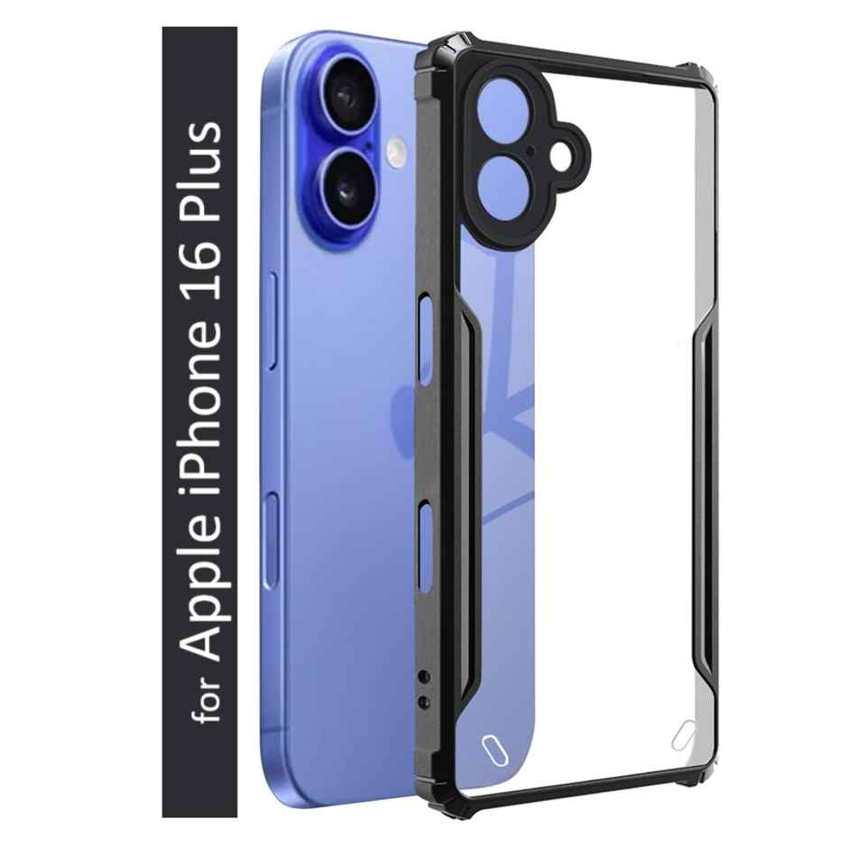 Kwine Case Apple iPhone 16 Plus Back Cover - Black Bordered Transparent Case