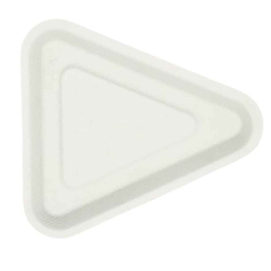 Sugarcane Fiber Pulp Snacks Plate | Triangular | Pack of 10 | Tempware