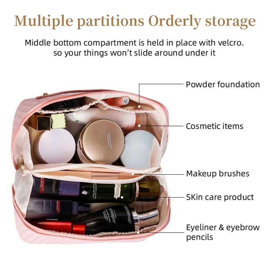 Lazer Travel Cosmetic Makeup Pouches for Women Travel Organizer Bag | Pink