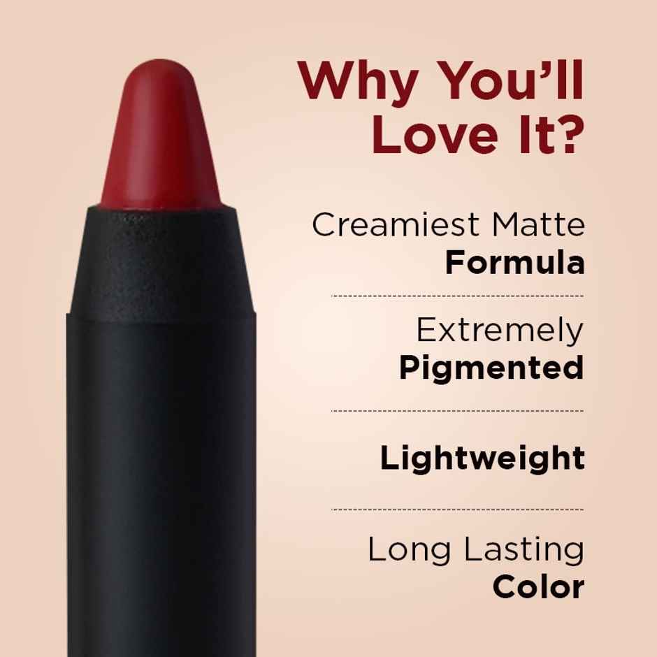 Glam21 Lip Seduction Non- Transfer Crayon Lipstick Creamy Matte Formula | Naughty Red | 03