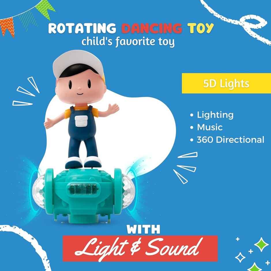 Fablue 360 Degree Rotating Musical Dancing Toy - 5D Light And Sound Dancing Boy | Multicolor